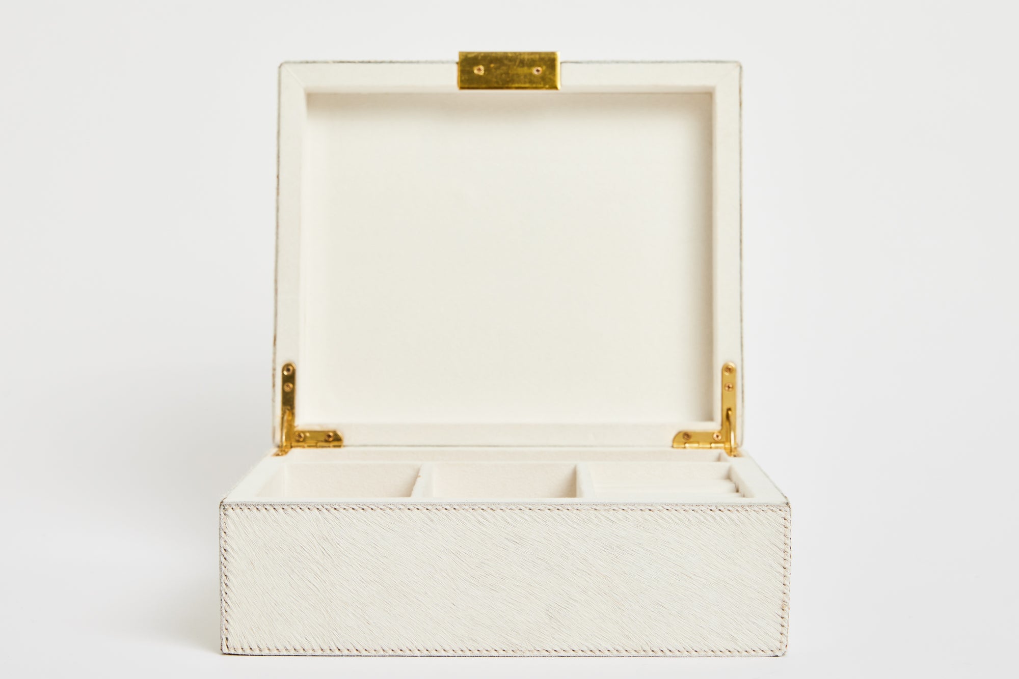 Medium Berset White Hide Jewelry Box