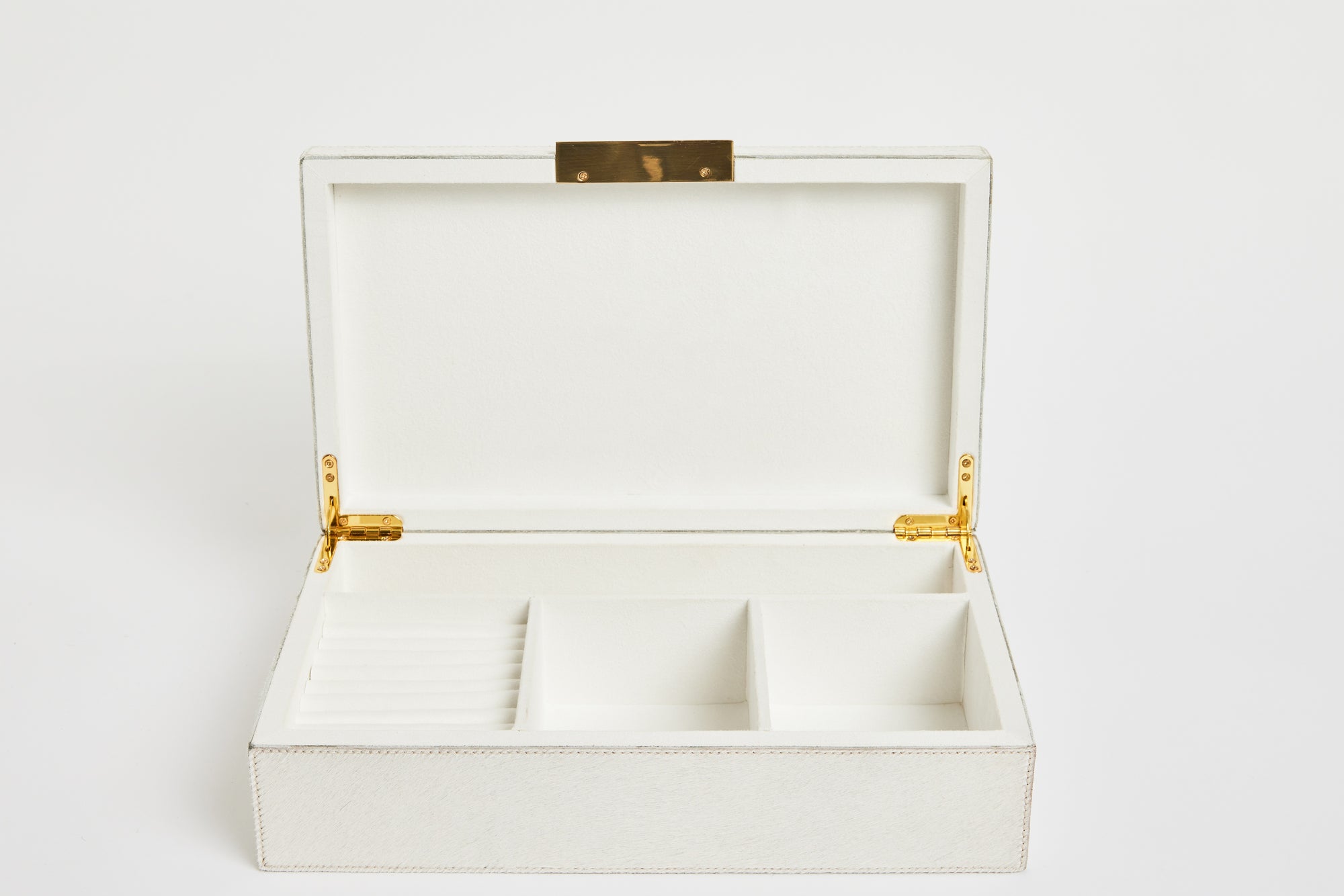 Large Berset White Hide Jewelry Box