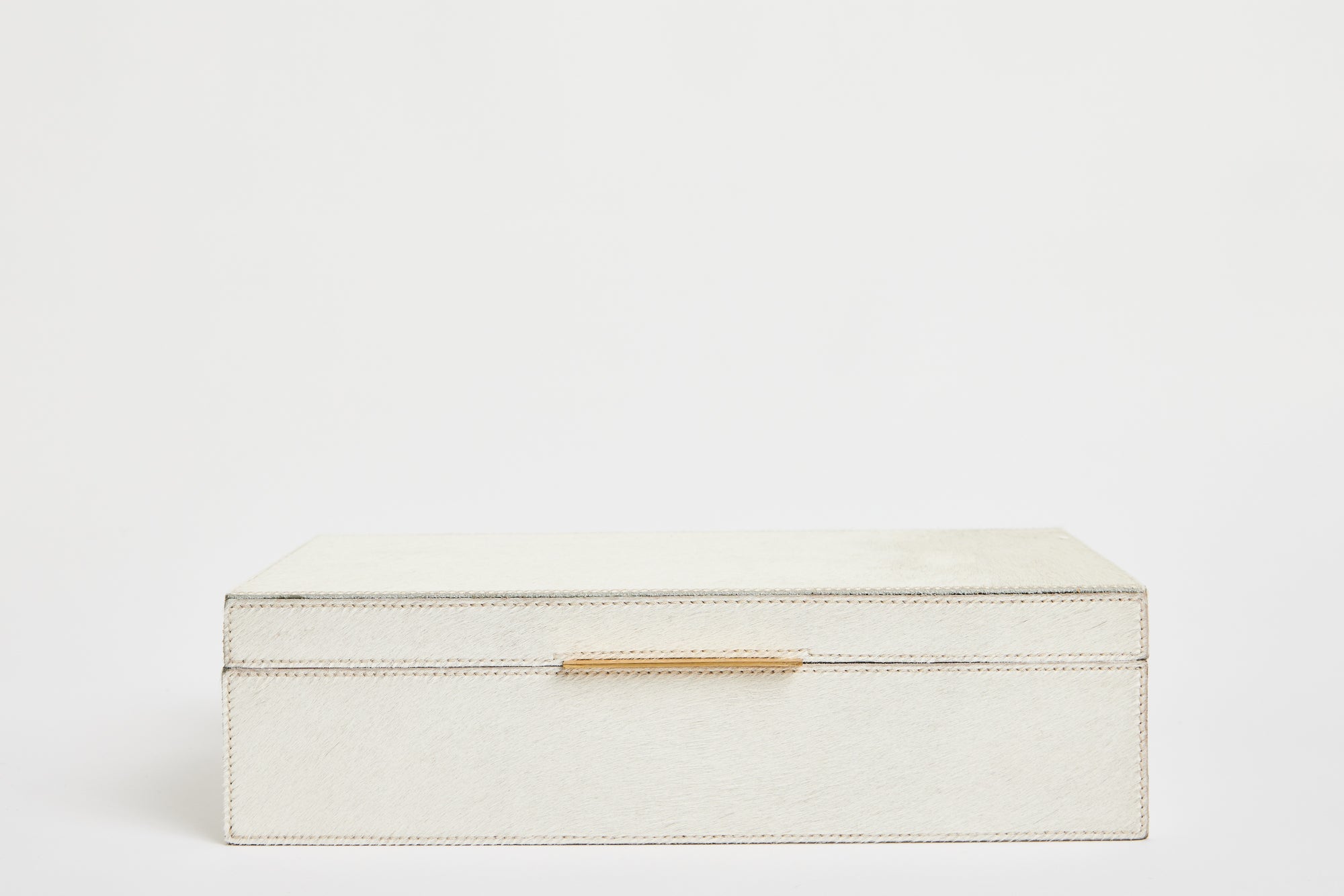 Large Berset White Hide Jewelry Box