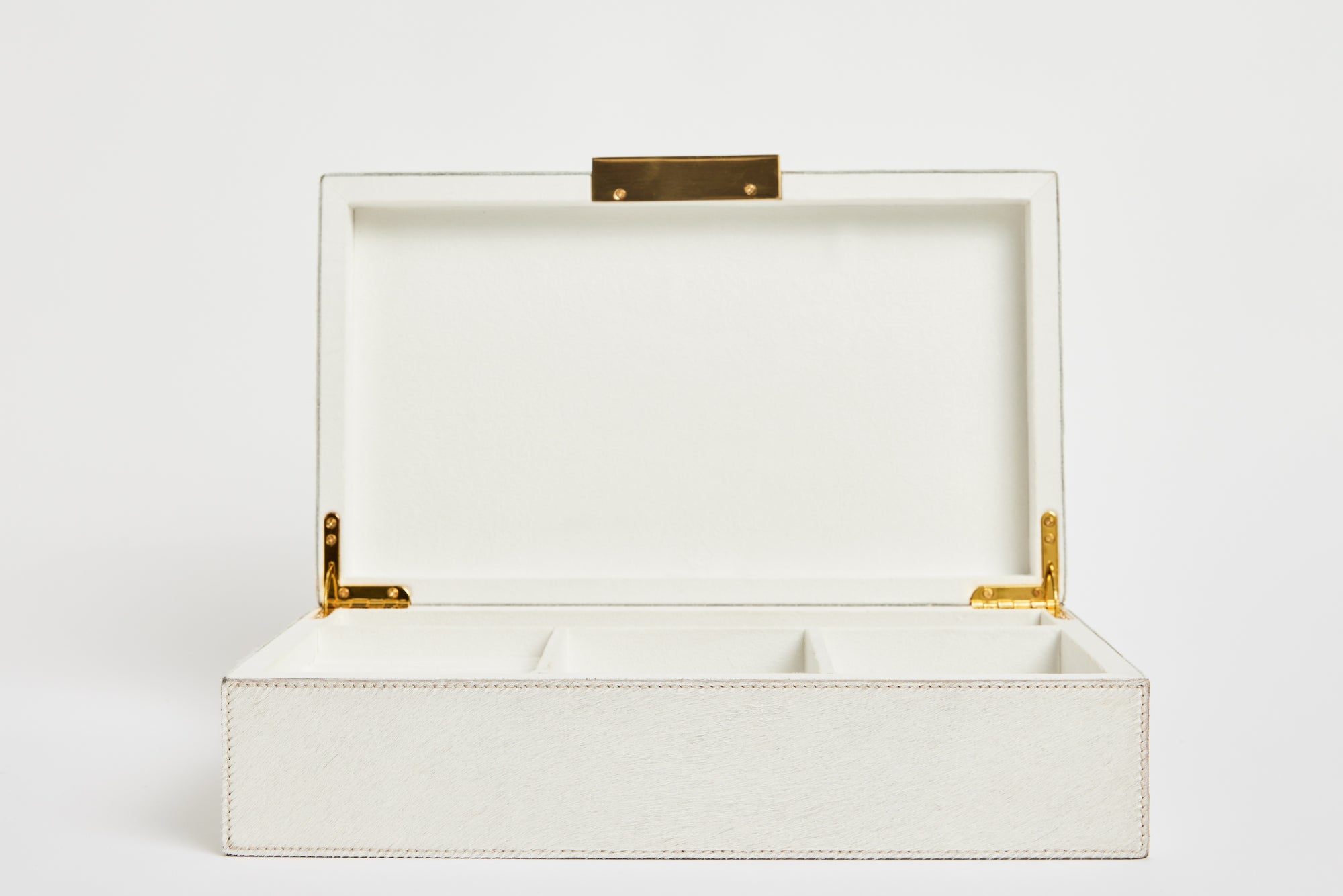 Large Berset White Hide Jewelry Box
