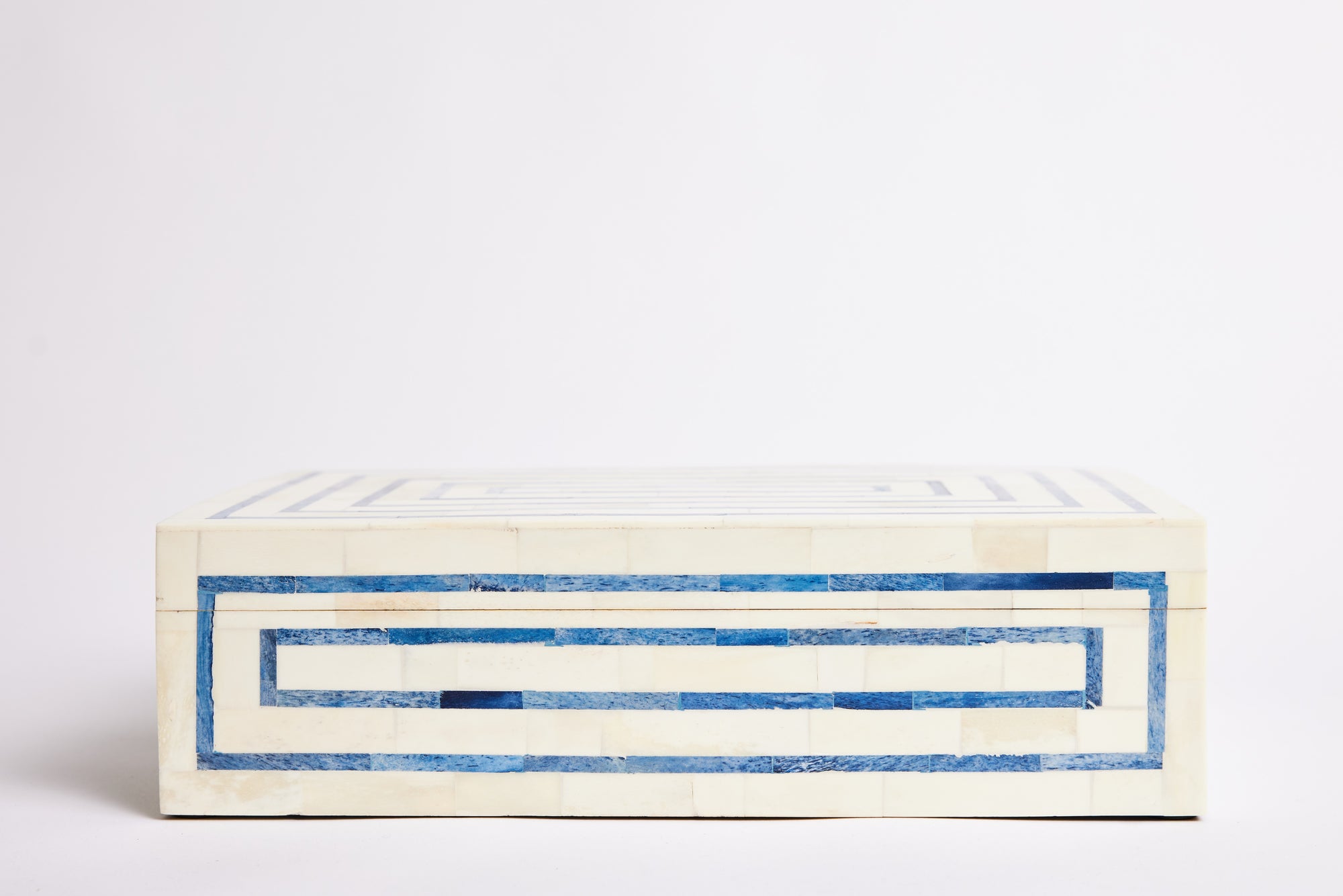 Large Bone Box with Blue Inlay