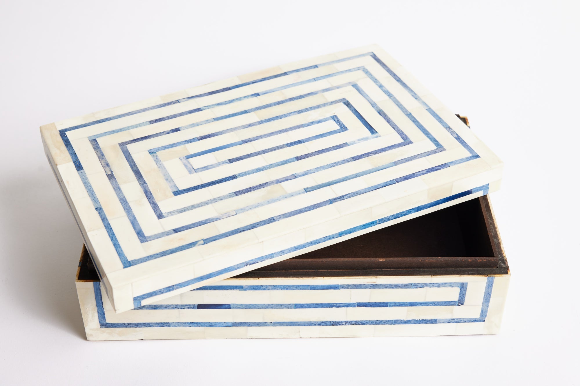 Large Bone Box with Blue Inlay