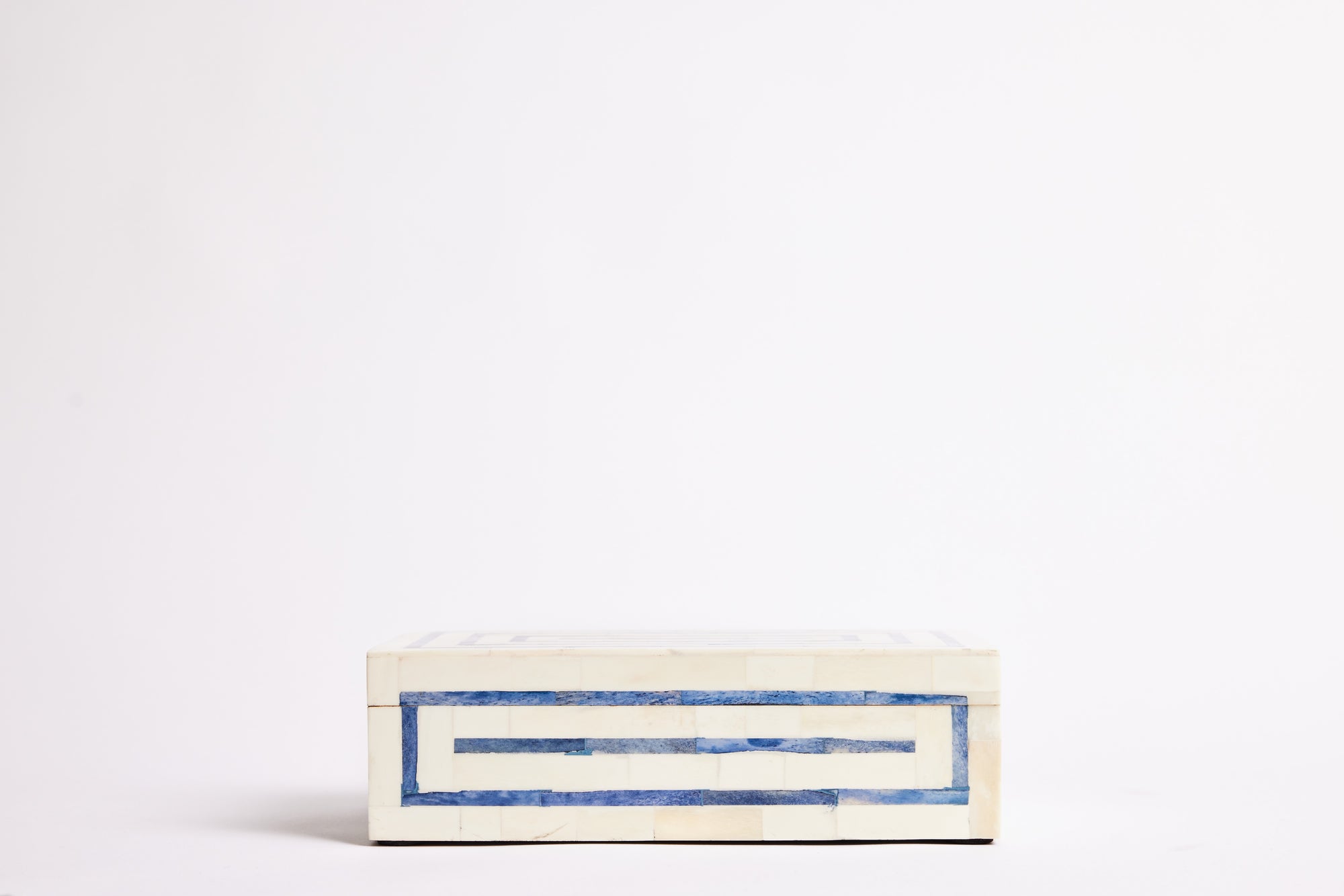 Small Bone Box with Blue Inlay