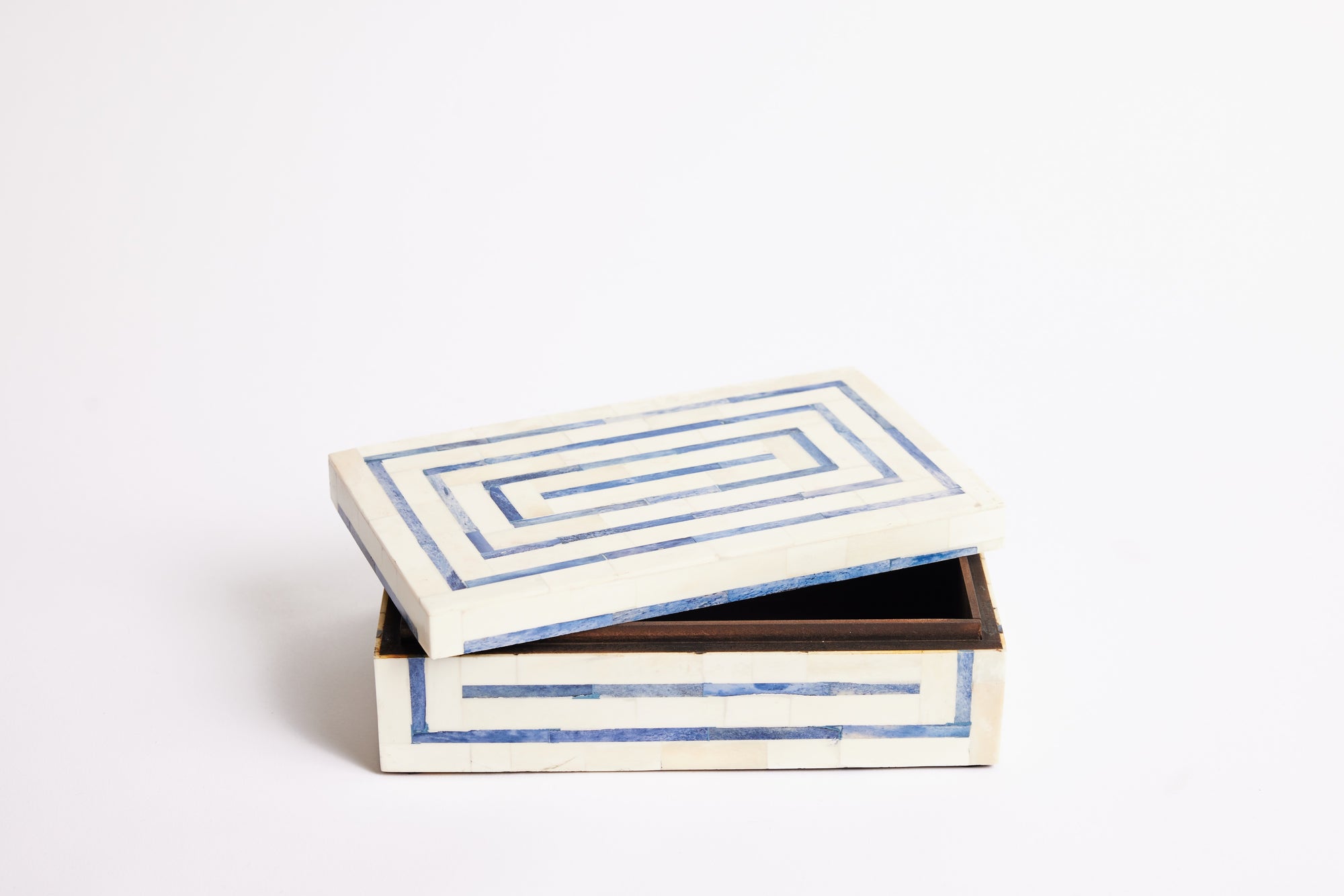 Small Bone Box with Blue Inlay