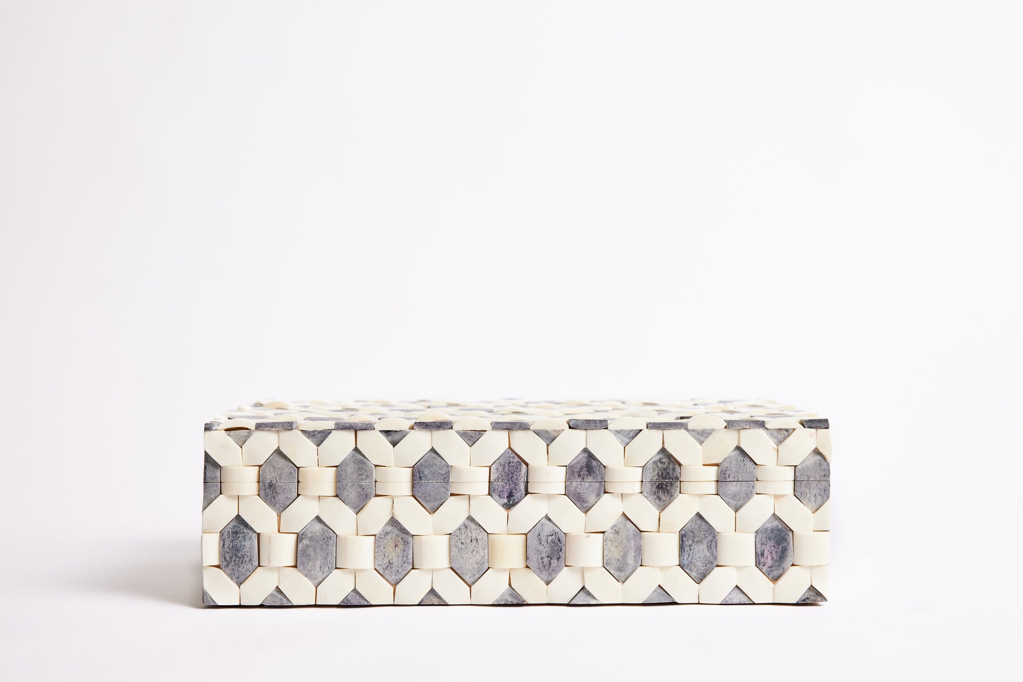 Large Hexagon Bone Box with Inlay