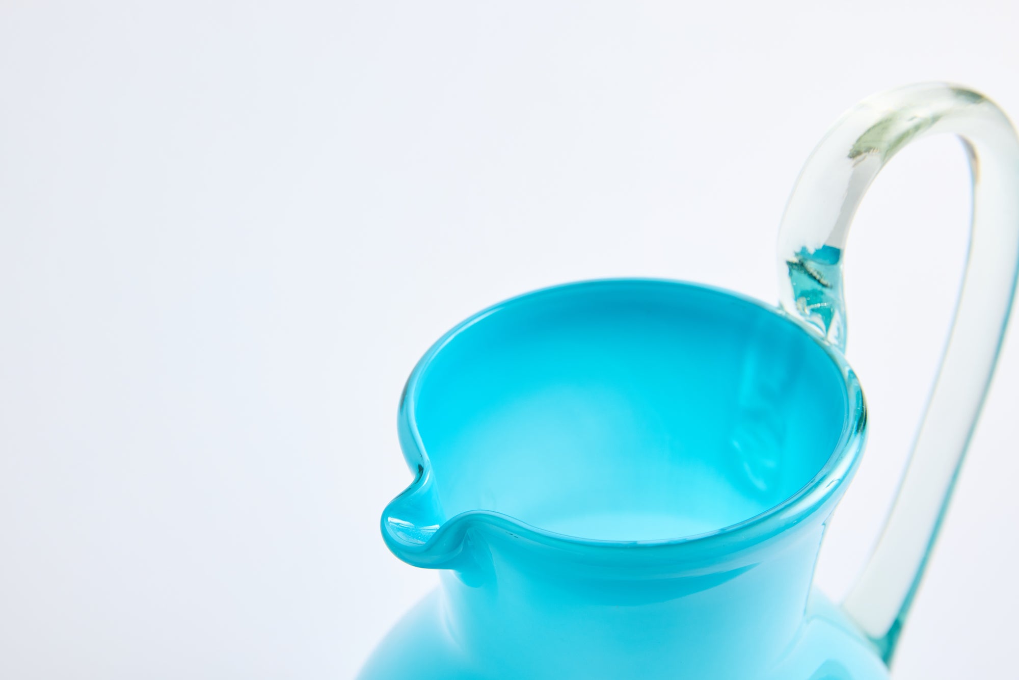 Hand Blown Glass Pitcher, Aqua