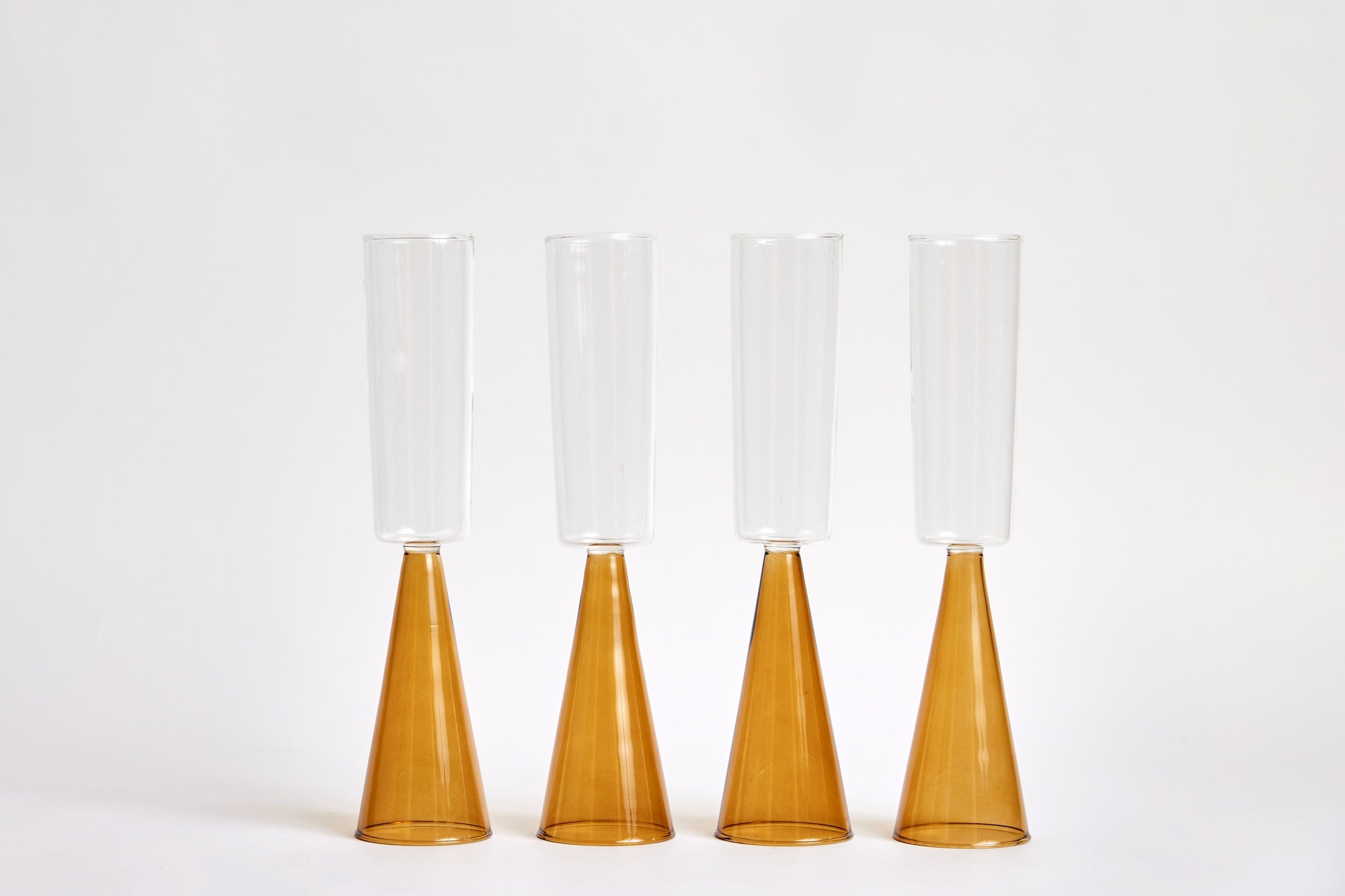 Amber Champagne Glasses, Set of 4