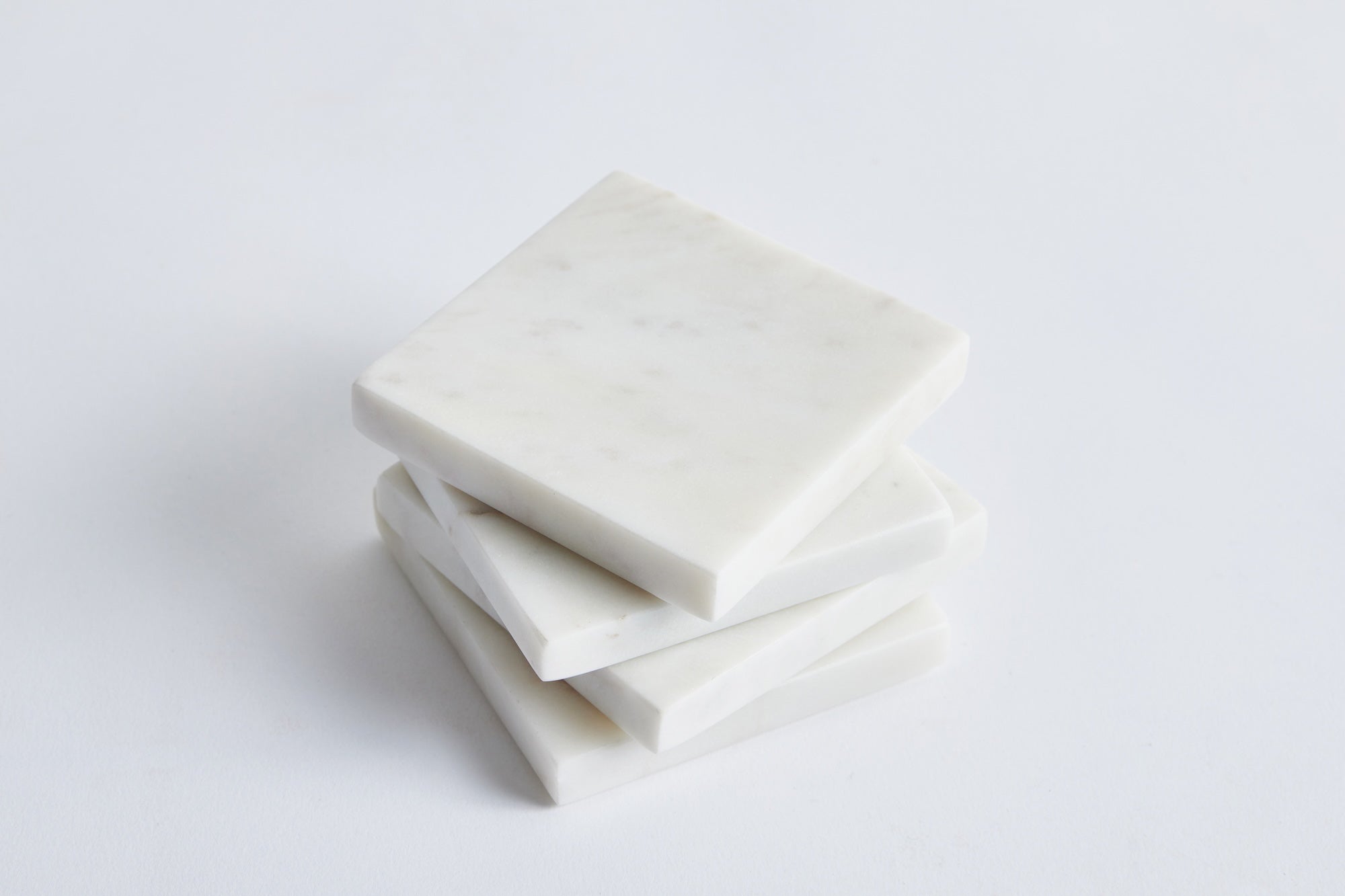 White Marble Coasters, Set of 4