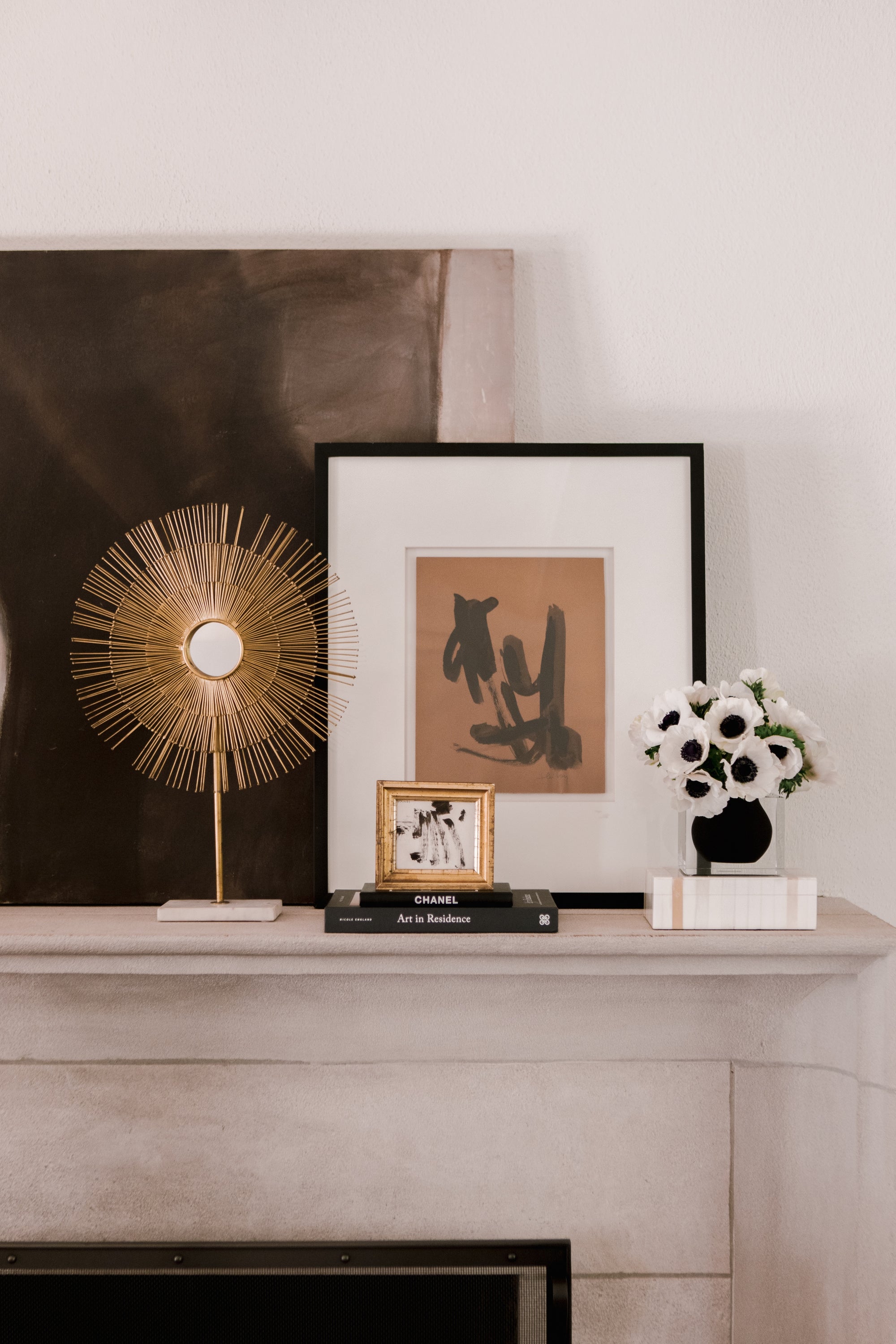 Sunburst Mirror Sculpture on Stand