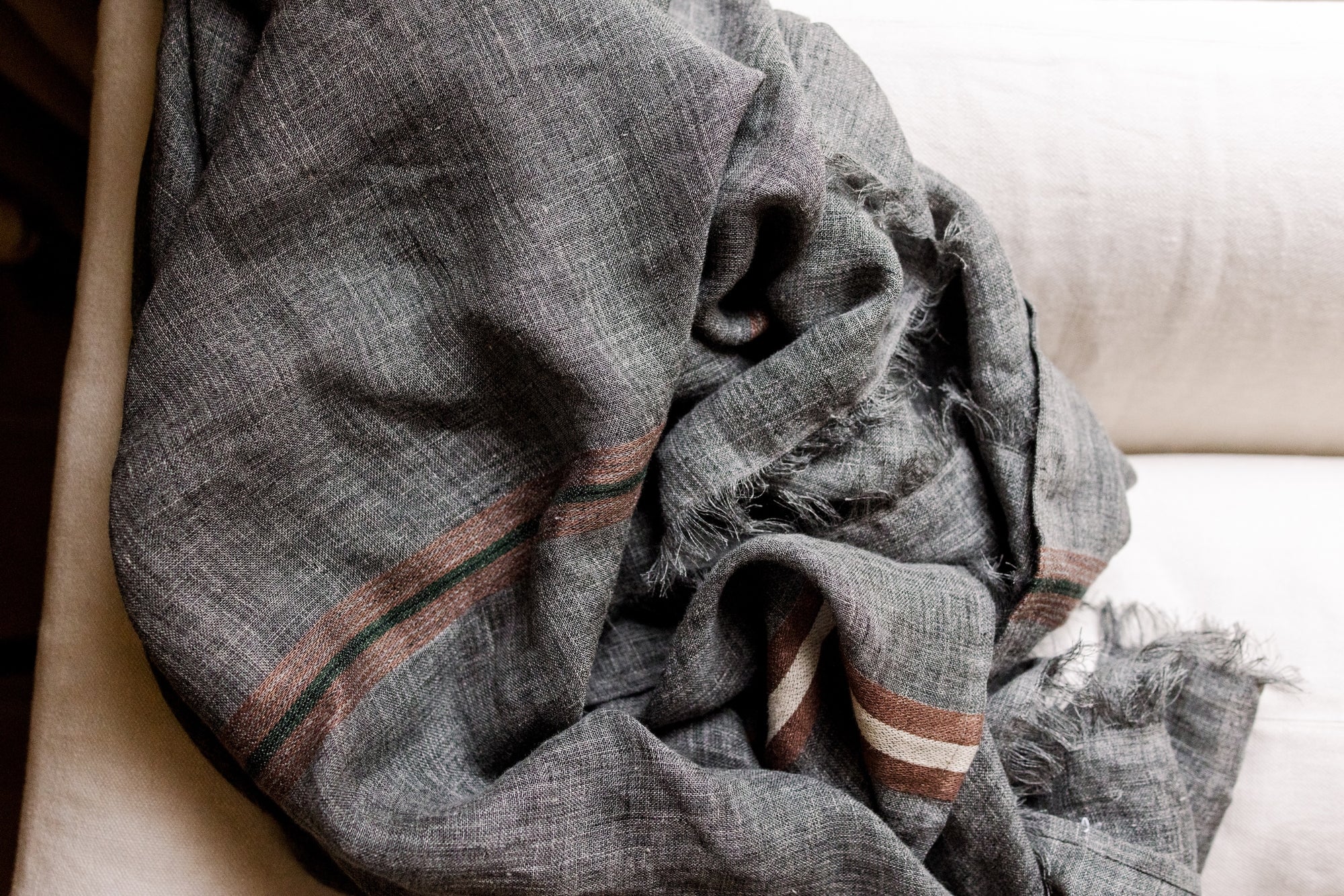 Arlo Stripe Linen Blanket